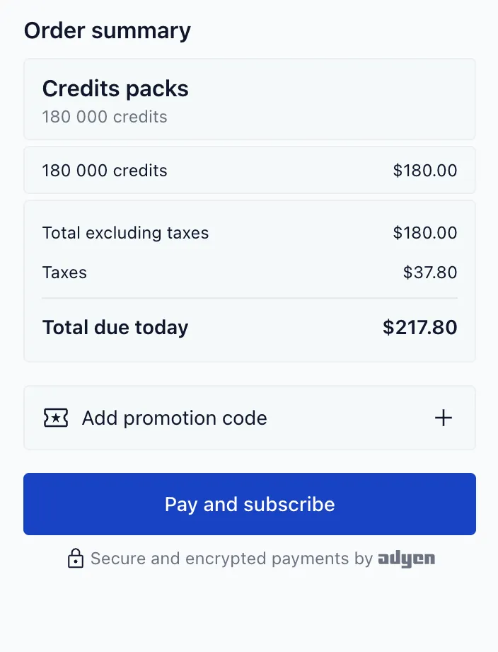 Checkout order summary with default styling