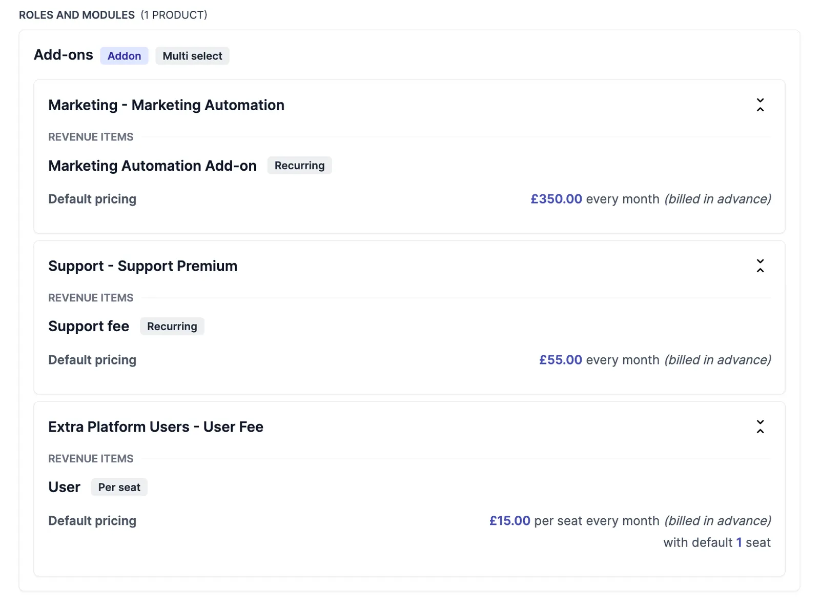 Multi-select pricing group